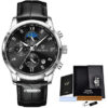 LIGE MEN LUXURY LEATHER QUARTZ CHRONOGRAPH MILITARY WRISTWATCH