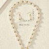 VINTAGE DESIGN FAUX PEARL NECKLACE & EARRINGS SET - Image 3