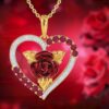 LUXURIOUS ROSE HEART PENDANT NECKLACE