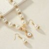 VINTAGE DESIGN FAUX PEARL NECKLACE & EARRINGS SET - Image 2