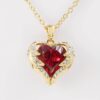 ANGEL WINGS WRAPPED RED HEART ZIRCON PENDANT