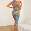 SXY NECK WRAP PRINTED BODYCON DRESS - Image 5