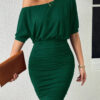 ONE SHOULDER BODYCON ELEGANT SEXY DRESS - Image 6