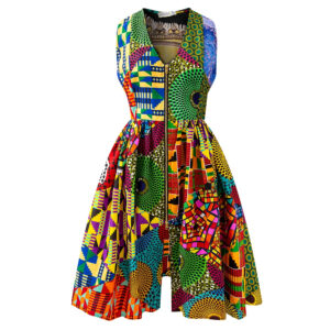 SHENBOLEN SLEEVELESS ANKARA PRINT WOMEN AFRICAN WAX DRESS
