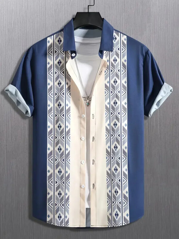 Summer Hawaiian Vintage Floral Print Men's Short Sleeved Shirt - Image 6