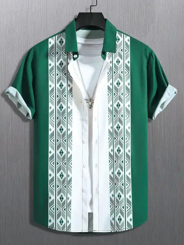Summer Hawaiian Vintage Floral Print Men's Short Sleeved Shirt - Image 4
