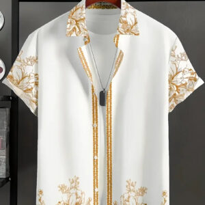 Summer Hawaiian Vintage Floral Print Men's Short Sleeved Shirt
