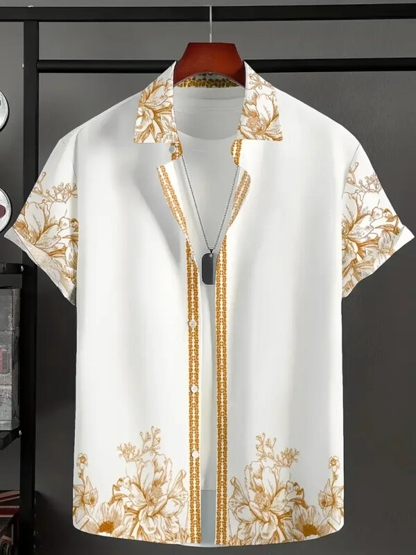 Summer Hawaiian Vintage Floral Print Men's Short Sleeved Shirt