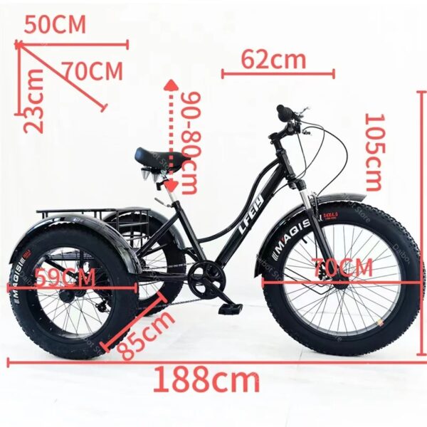 48V 18AH 7-SPEED TRANSMISSION POWERFUL 24 INCH ELECTRIC TRICYCLE - Image 2