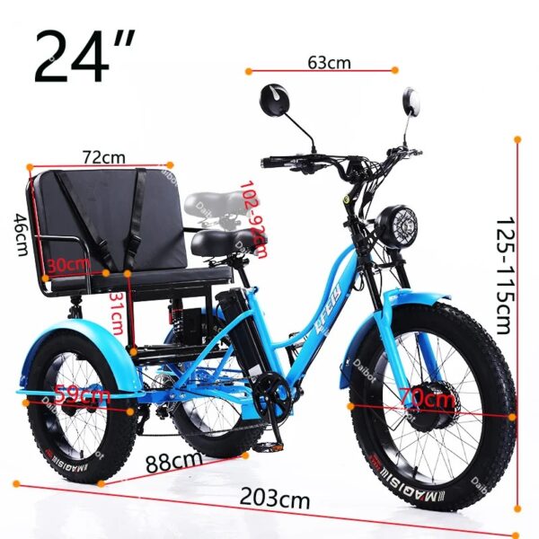 48V 18AH 7-SPEED TRANSMISSION POWERFUL 24 INCH ELECTRIC TRICYCLE - Image 3