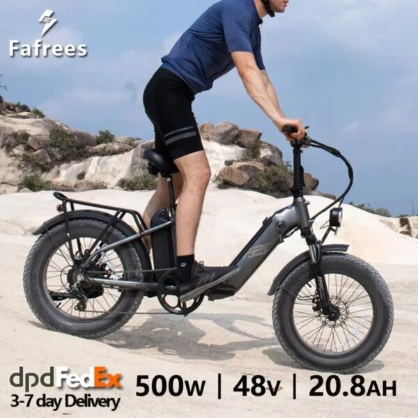 FAFREES 500W WITH 48V 20.8 REMOVABLE BATTERY 20" X 4.0 FOLDING ELECTRIC BICYCLE - Image 2