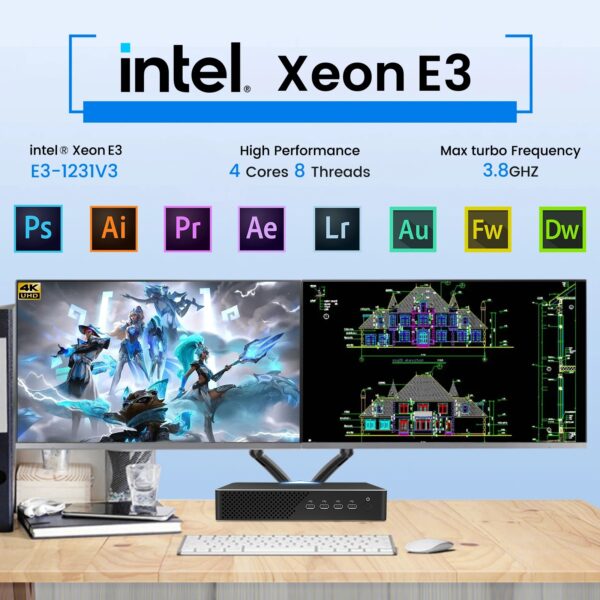 MSECORE MV200 INTEL E3-1231V3 GTX1050TI 4G GT1030 2G DEDICATED CARD COMPUTER - Image 4