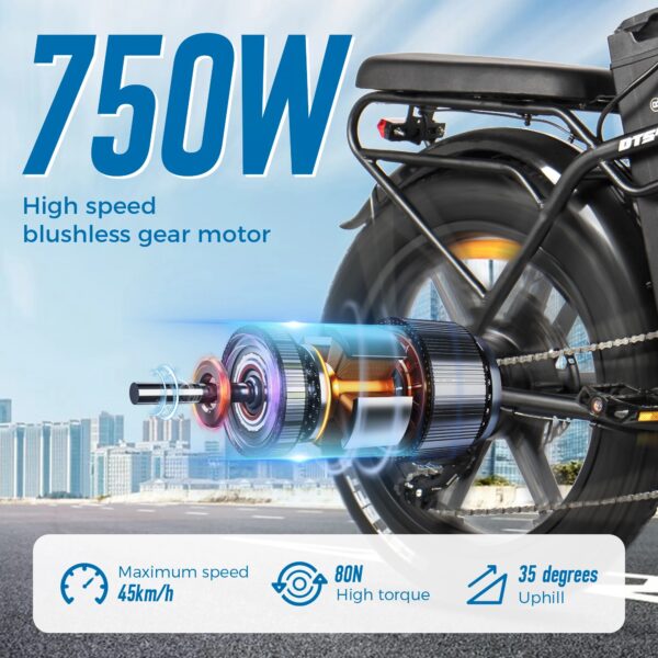 CHAMRIDER DTS425 48V25AH BATTERY 125KM RANGE 750W ELECTRIC BIKE - Image 3