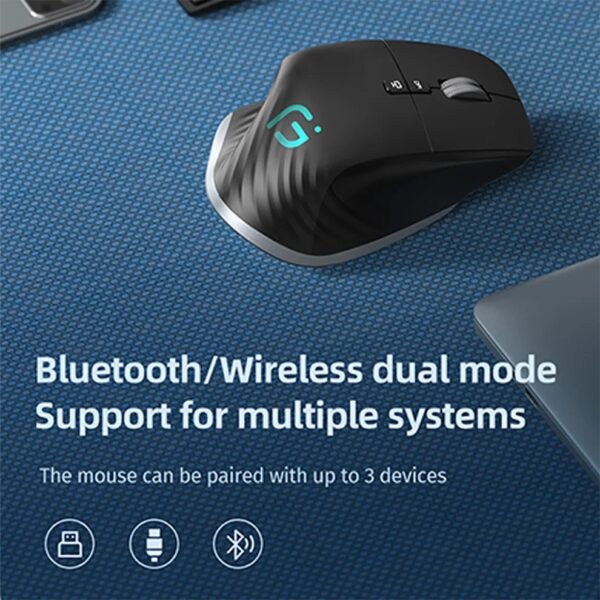 PHONEPACE 2.4G WIRELESS BLUETOOTH RGB RECHARGEABLE ERGONOMIC COMPUTER MOUSE FOR GAMING OFFICE - Image 2