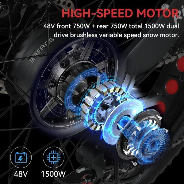 2500W PEAK POWER DUAL MOTOR 52V 25AH REMOVABLE LITHIUM BATTERY ELECTRIC BIKE - Image 4