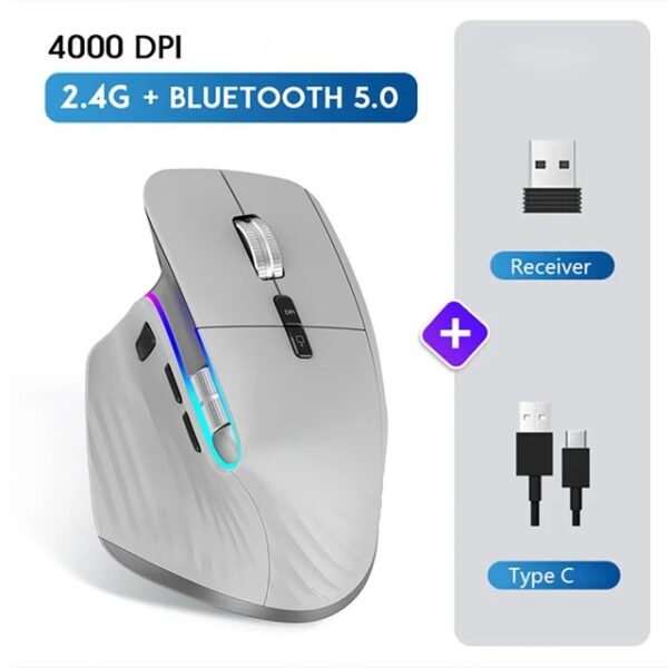 PHONEPACE 2.4G WIRELESS BLUETOOTH RGB RECHARGEABLE ERGONOMIC COMPUTER MOUSE FOR GAMING OFFICE - Image 4