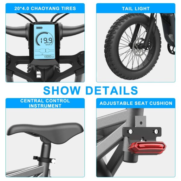 GUNAI 1000W 48V 25AH 20" MOUNTAIN 50KM/H MAX SPEED EBIKE - Image 3