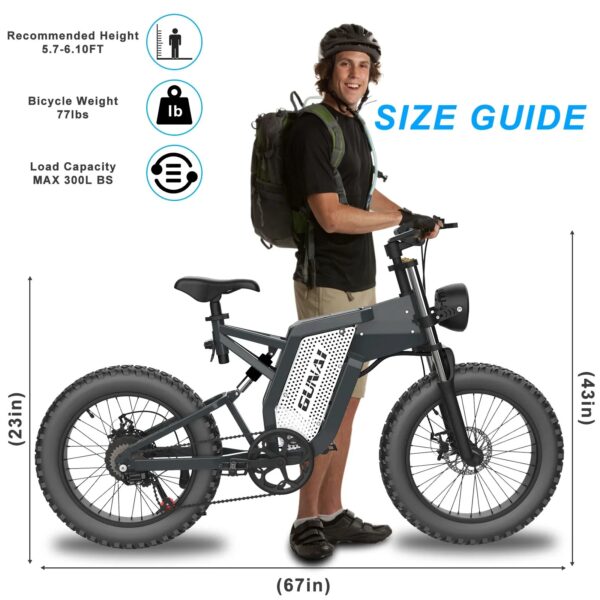 GUNAI 1000W 48V 25AH 20" MOUNTAIN 50KM/H MAX SPEED EBIKE