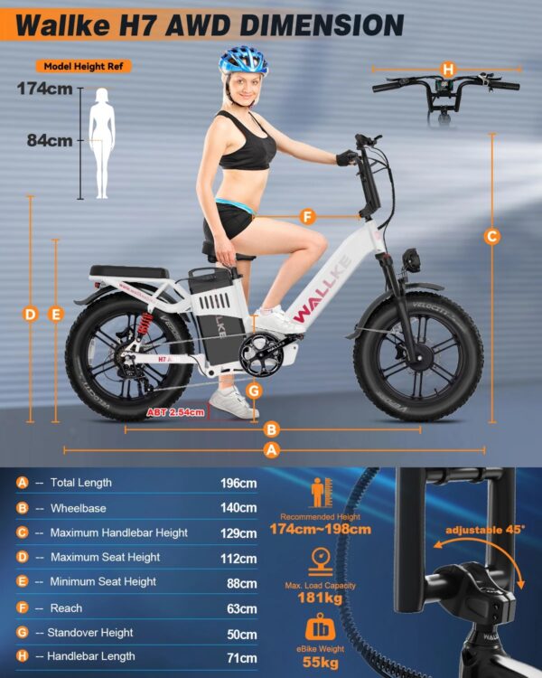 W WALLKE 60AH/40AH 3200W 20*4.0'' FAT TIRE APP CONTROL LONG RANGE EBIKE